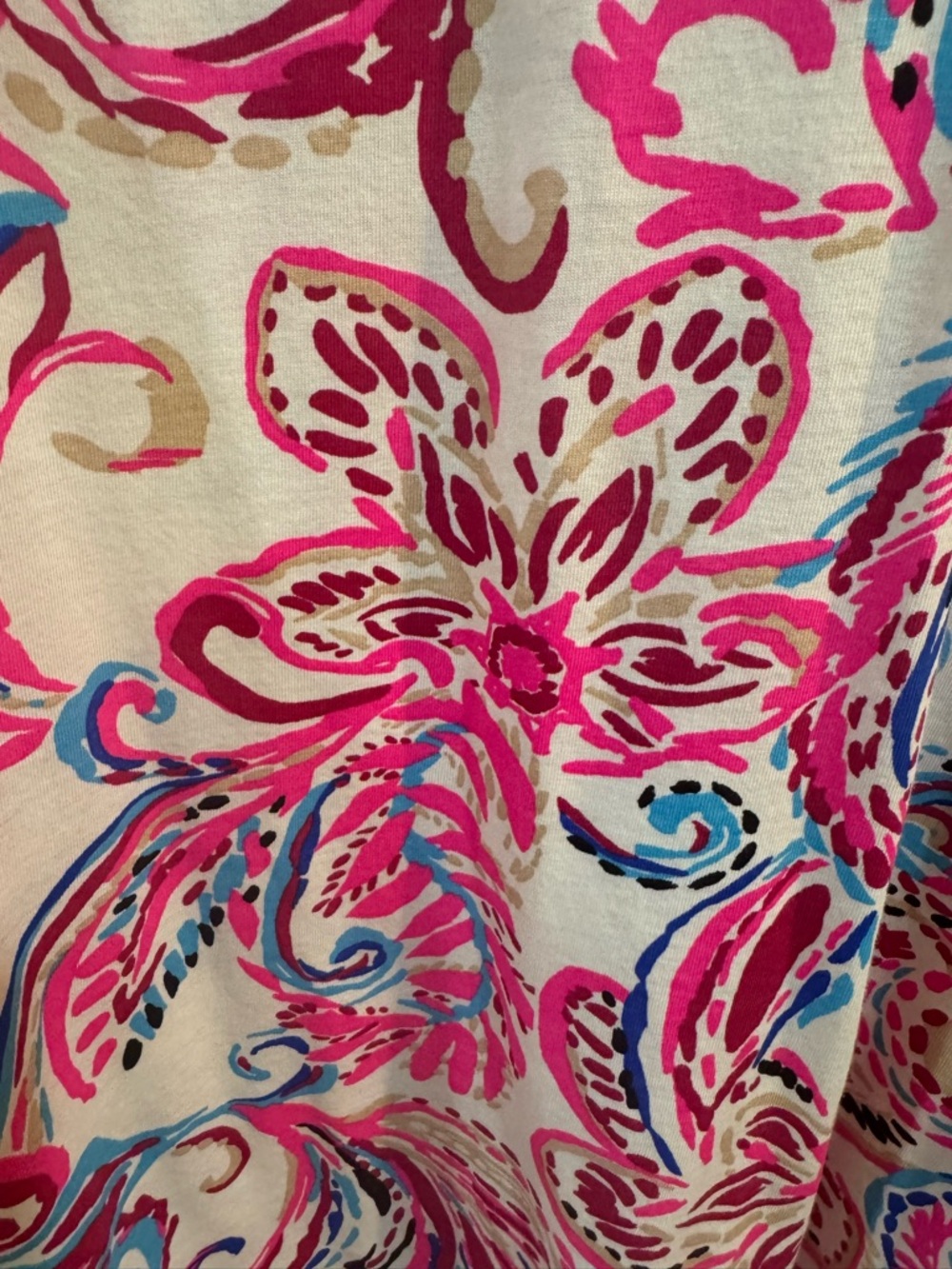 Lilly Pulitzer Cream Dress with Pink, Blue & Tan Paisley Floral - Picture 4 of 4